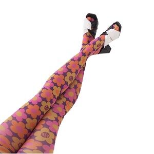 🌵BRAND NEW Psychedelic 60’s Style Funky Flower Child Pantyhose Tights🌵